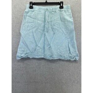 J Jill Women’s Skirt Micro Striped Lined Drawstring Size Small Pastel Blue